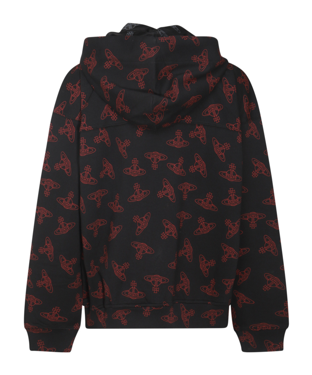 Vivienne Westwood Printed Hooded Sweater With Kangaroo Pocket In Black