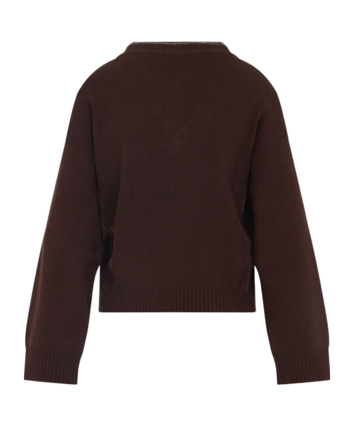 Fabiana Filippi Wool Silk Cashmere Blend V Neck Sweater In Brown
