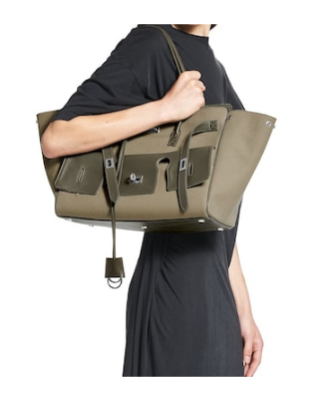 Balenciaga Carry All Bel Air Media Bag In Khaki Canvas Women In Khaki