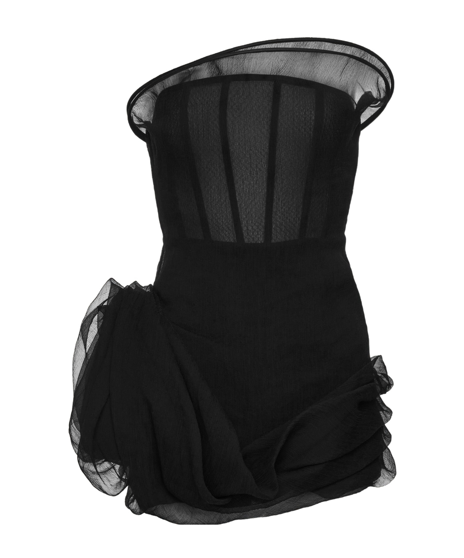 Magda Butrym Ruffled Silk Organza Corset Mini Dress In Black