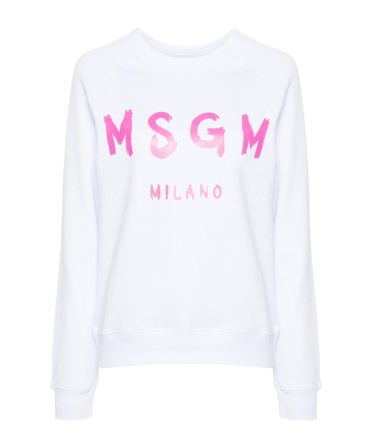 Msgm Logo-print Cotton Sweatshirt In White