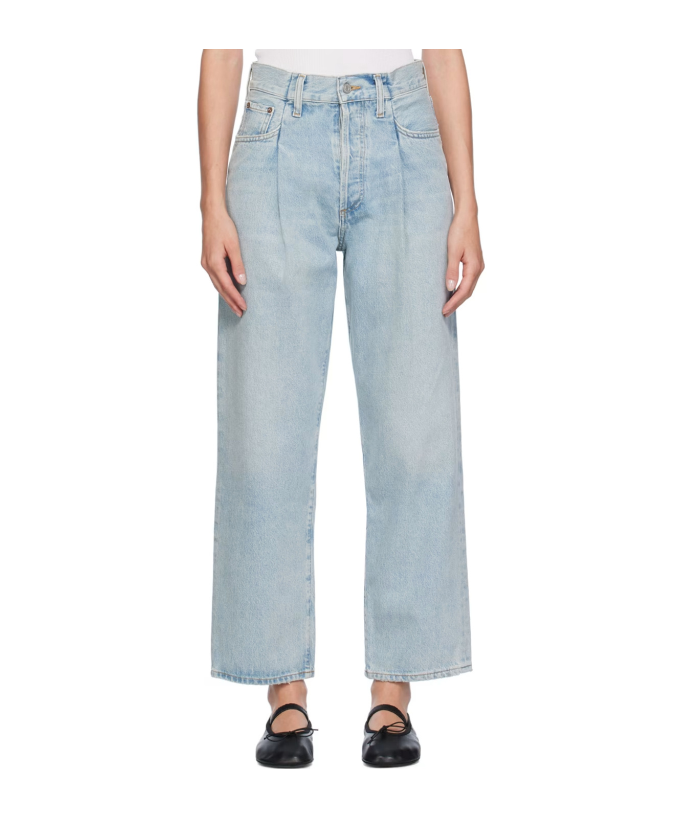Agolde Five Pocket Denim Trousers In Brown