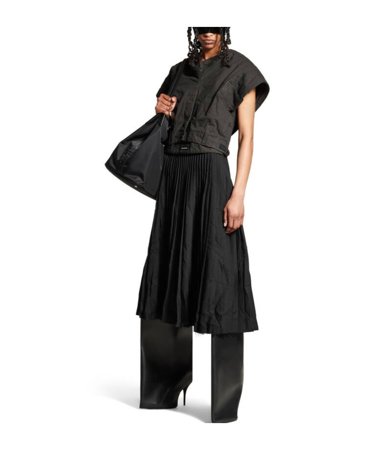 Balenciaga Asymmetrical Midi Skirt In Black