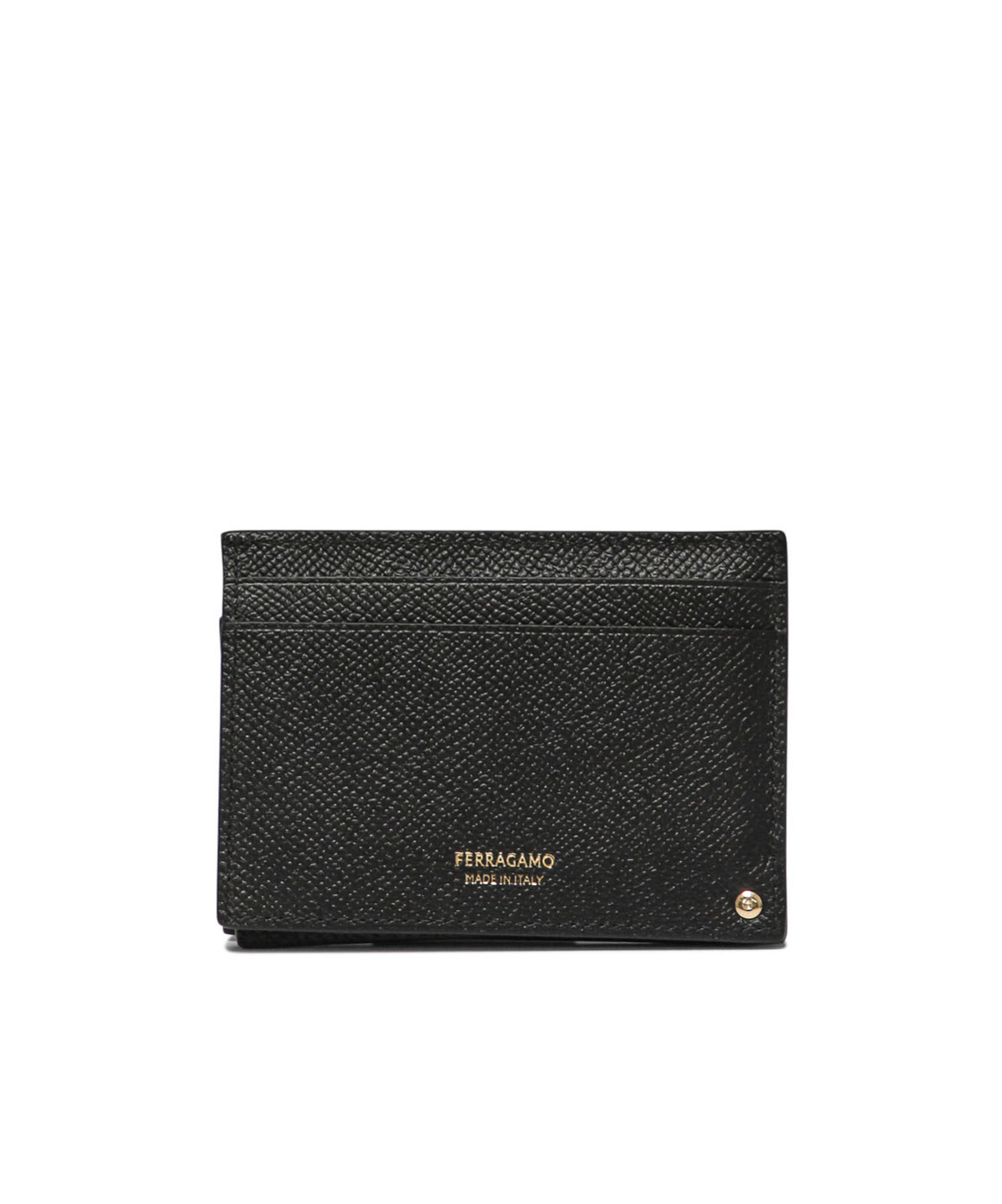 Ferragamo Gancini-plaque Leather Cardholder In Black