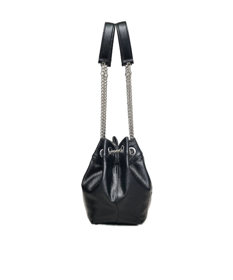 Marc Jacobs Structured Black Shoulder Bag With Drawstring Closure