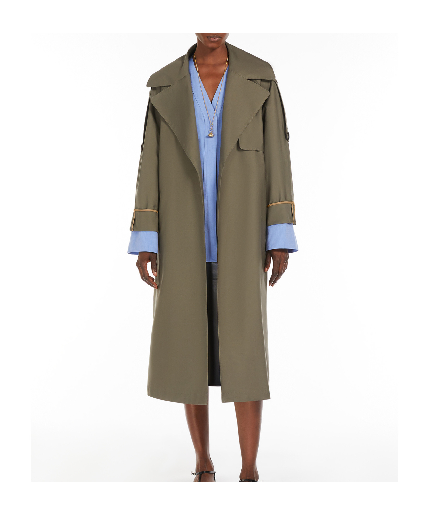 Max Mara Utrench Oversize Water Repellent Twill Trench Coat In Green