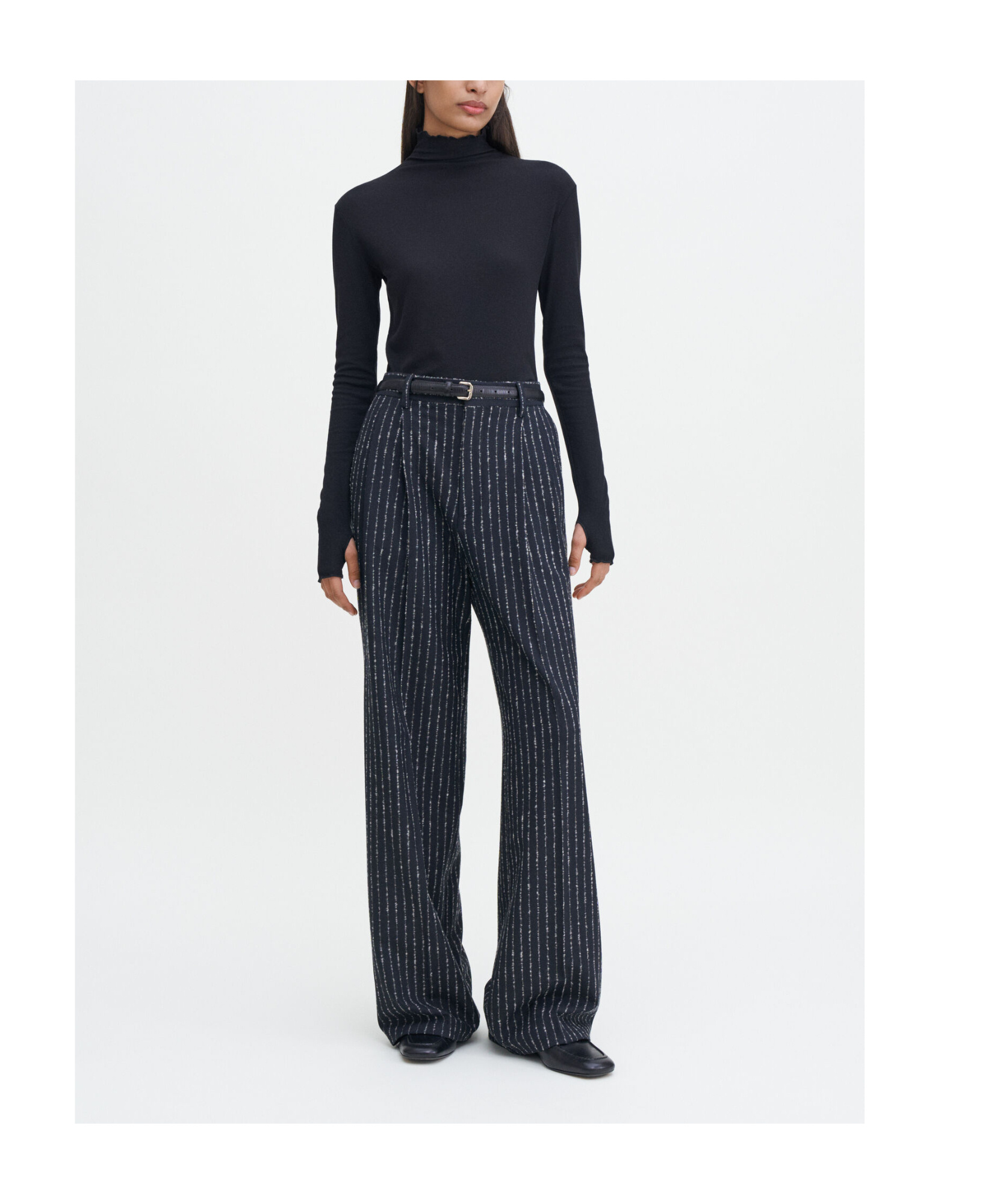 Filippa K Rib Stand-neck Top In Black