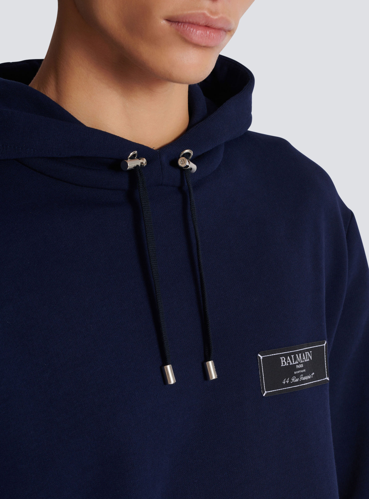 Balmain Hoodie Label Adjustable Hood In Black