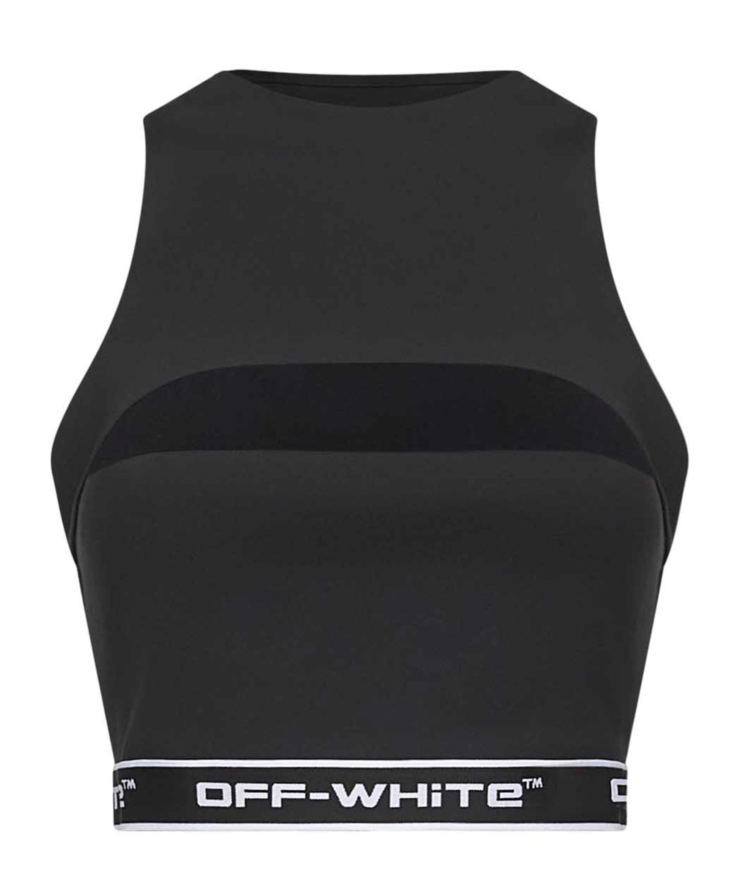 Off-white Arrow-motif Jacquard Crop Top In Black