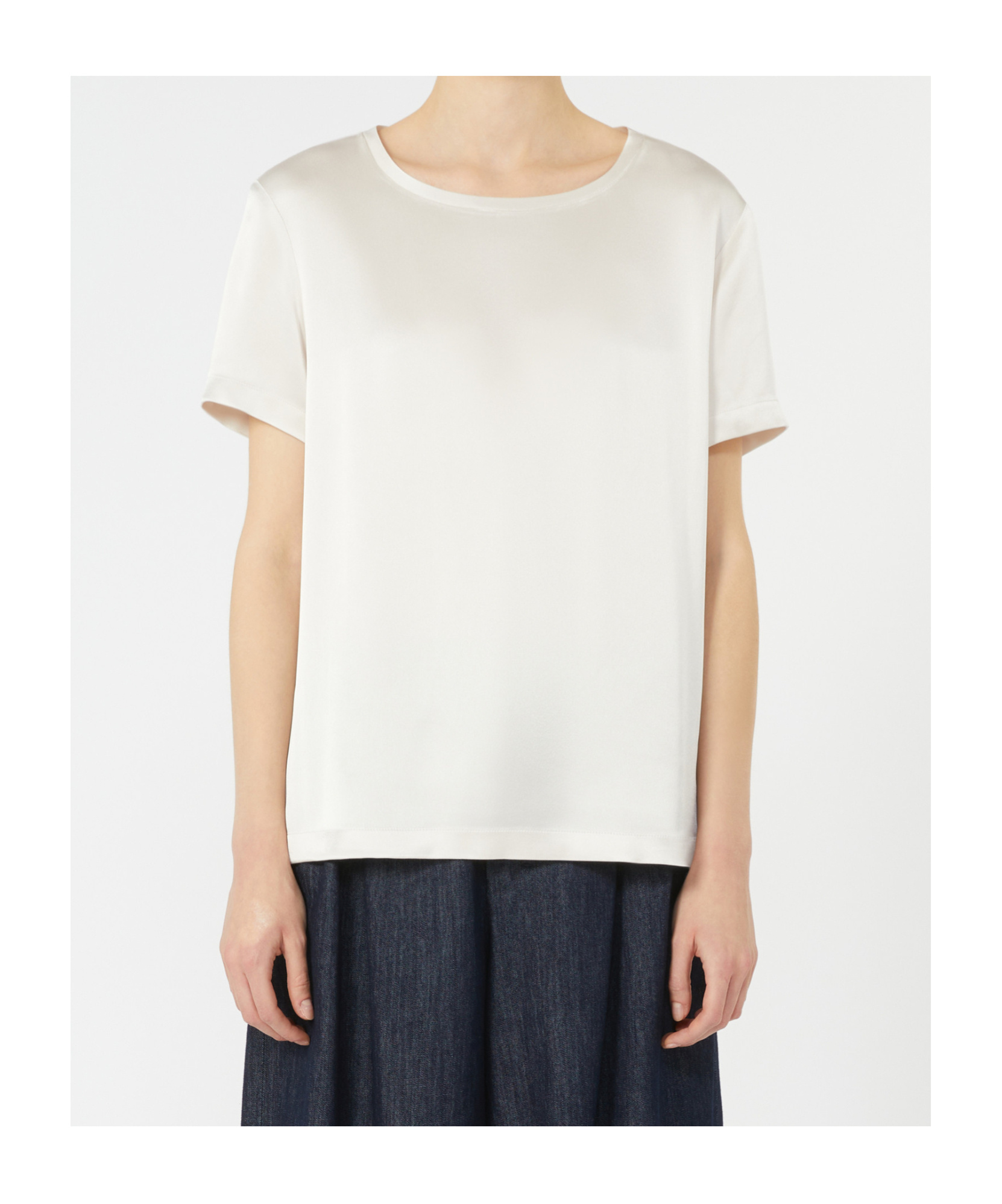 Max Mara Round Neck Short Sleeve T-shirt In White