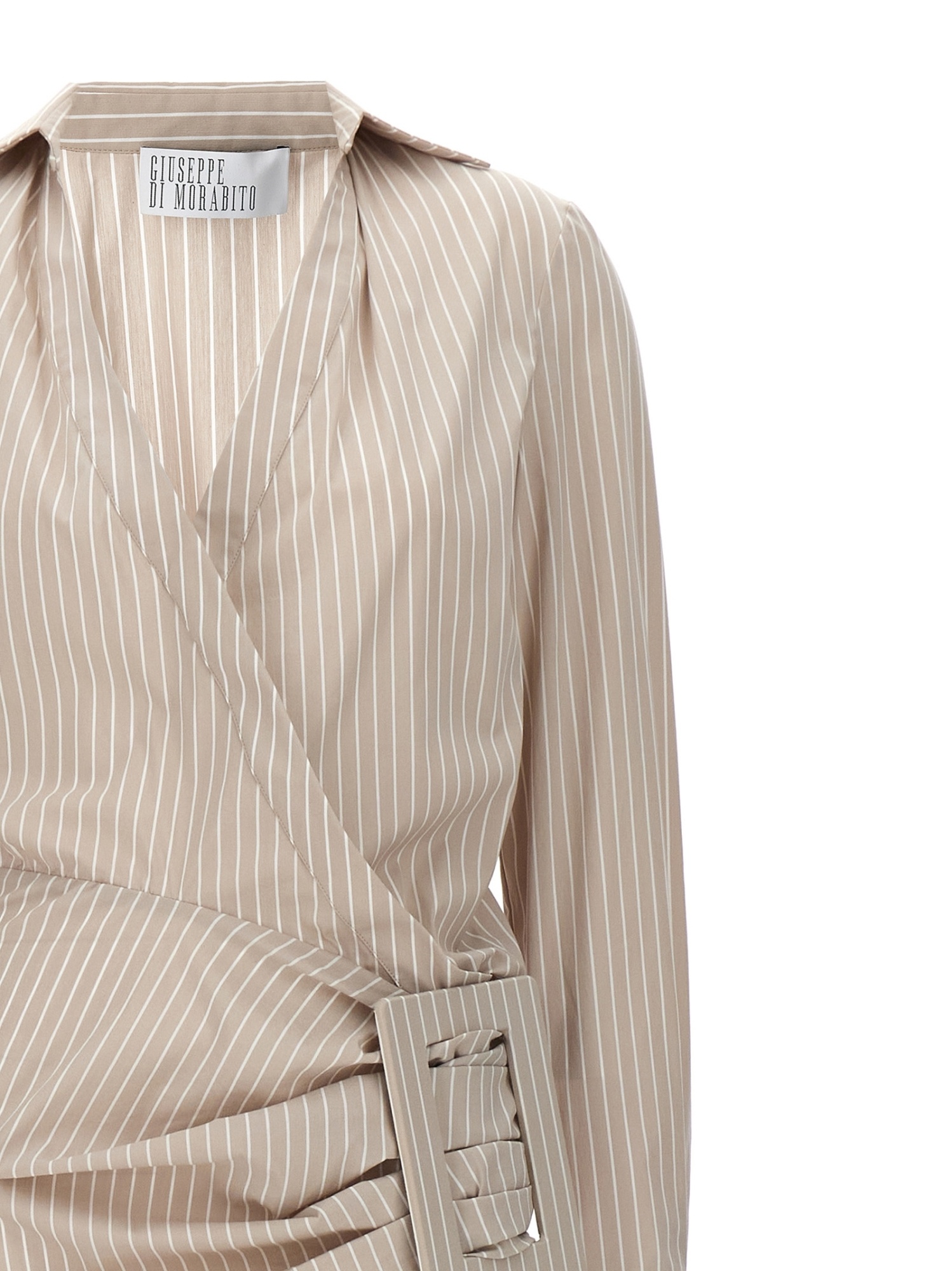 Giuseppe Di Morabito Waist Belt Striped Maxi Dress In Neutral