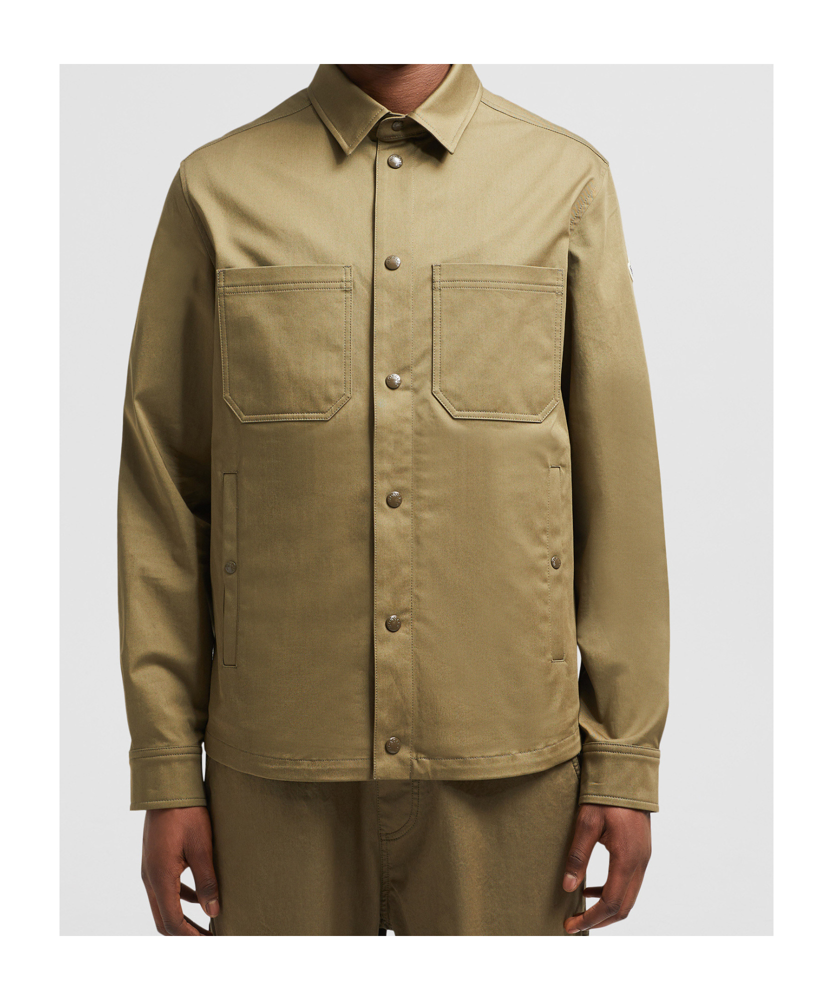 Moncler Beige Cotton Gabardine Overshirt In Brown