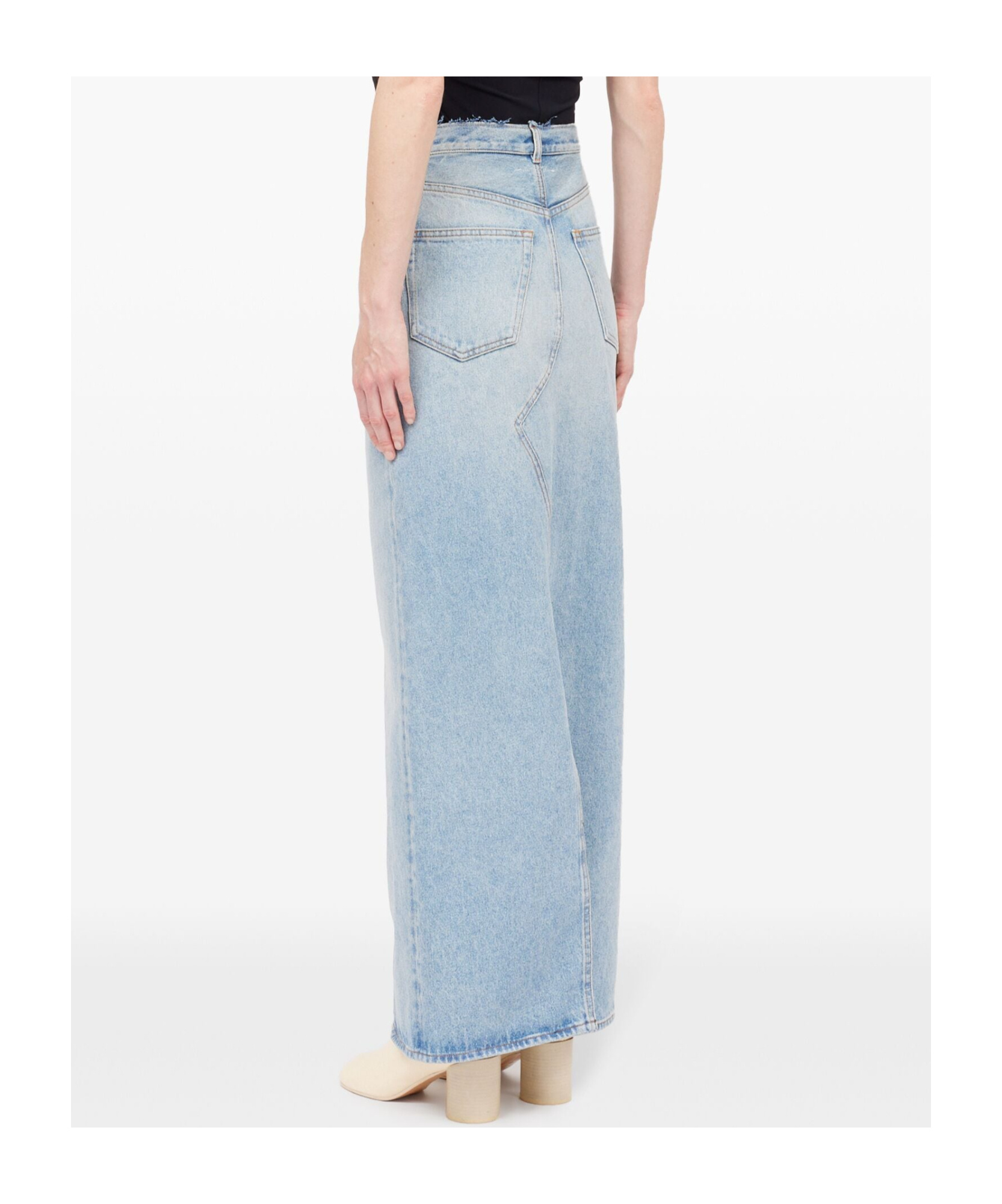 Mm6 Maison Margiela Slit Denim Maxi-skirt In Gray