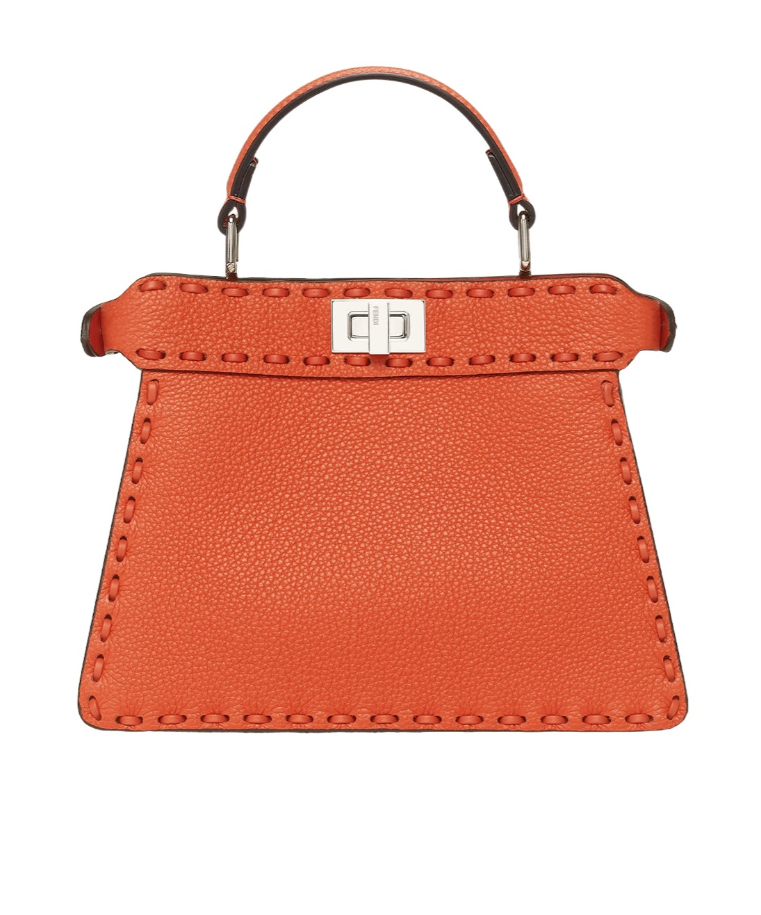 FENDI ORANGE SELLERIA BAG WITH 306 HAND-SEWN TOPSTITCHES