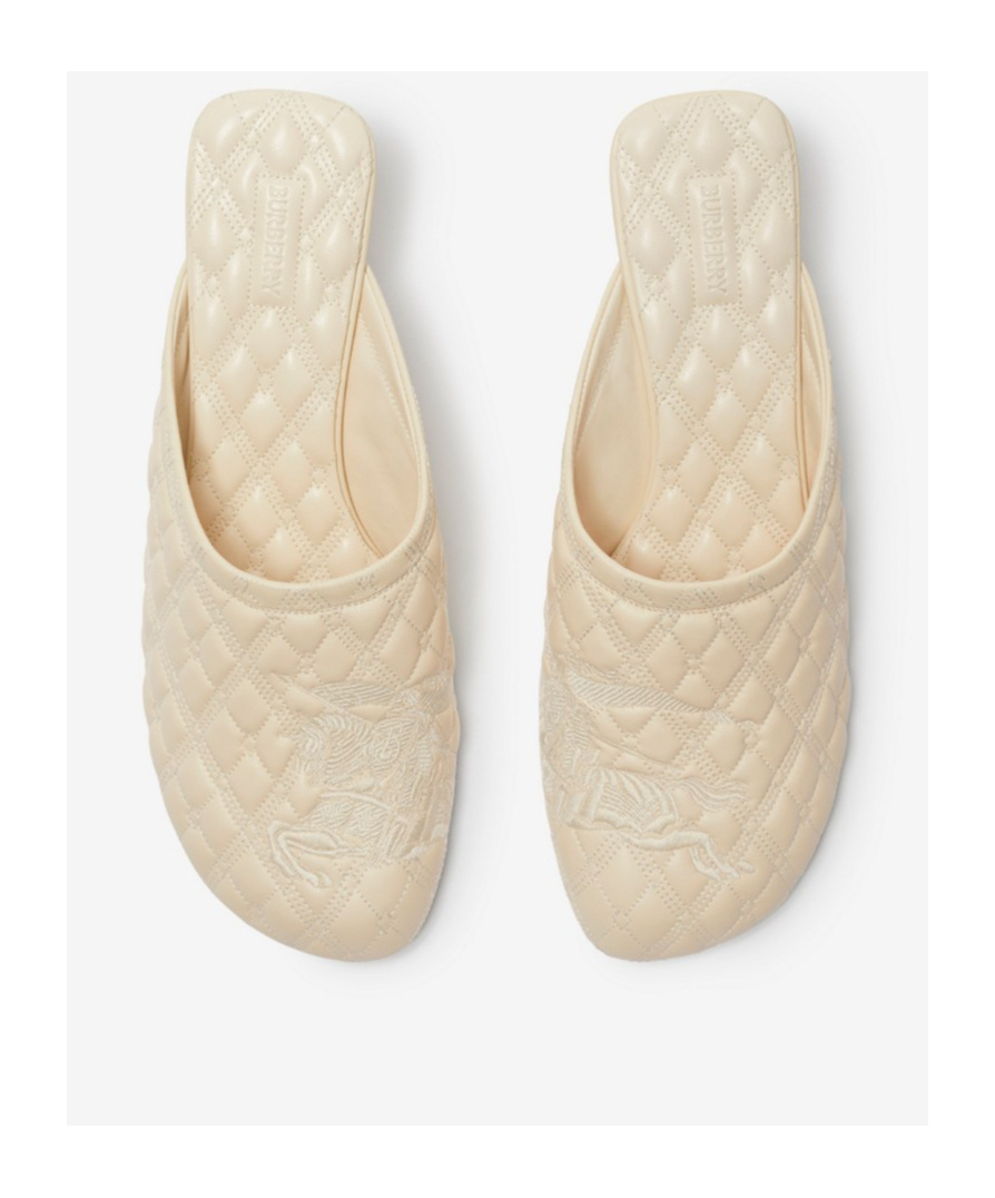 Burberry Baby Quilted Napa Equestrian Mules In Nude