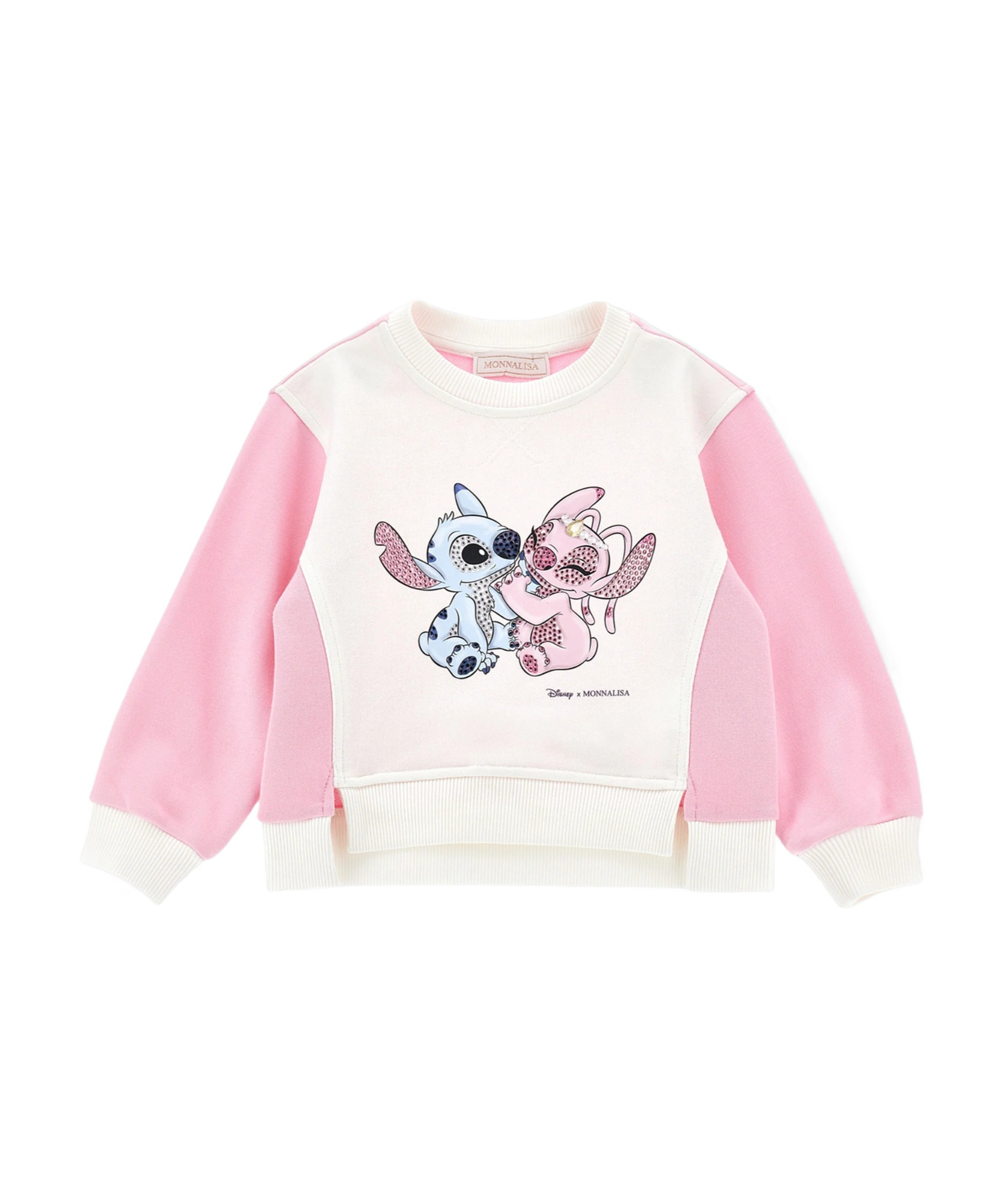 Monnalisa Pink Sweatshirt With Stitch Angel Print