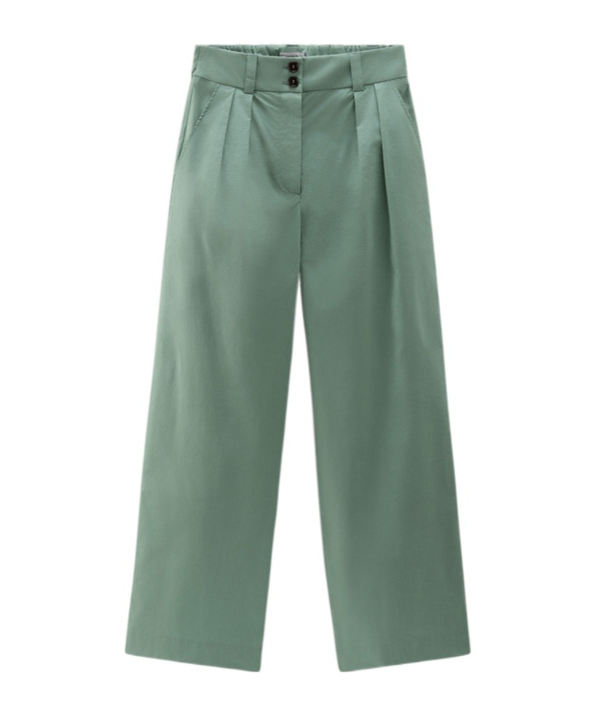 Woolrich Wide-leg Cotton Trousers In Green