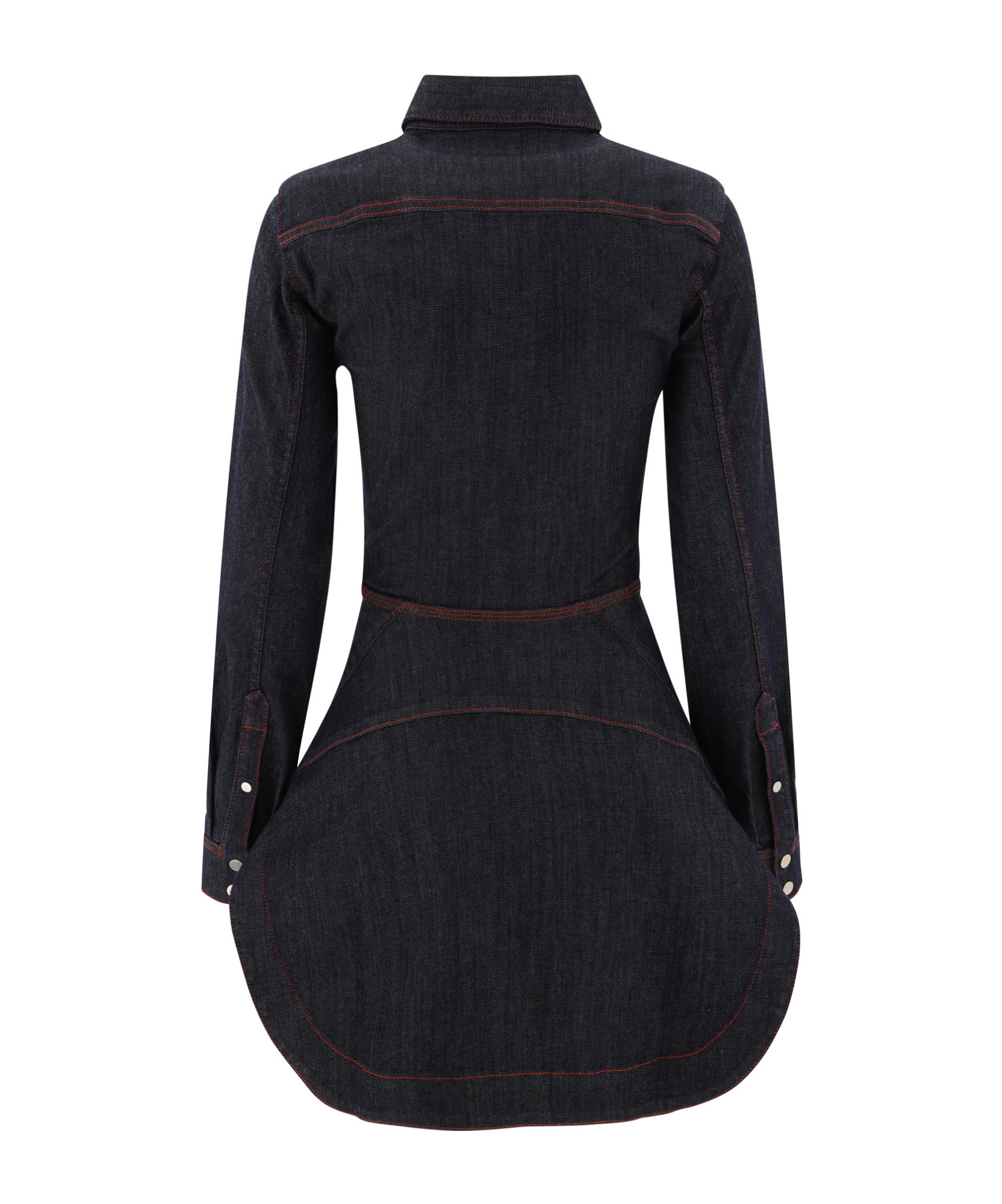 Alaïa Denim Shirt Dress In Black