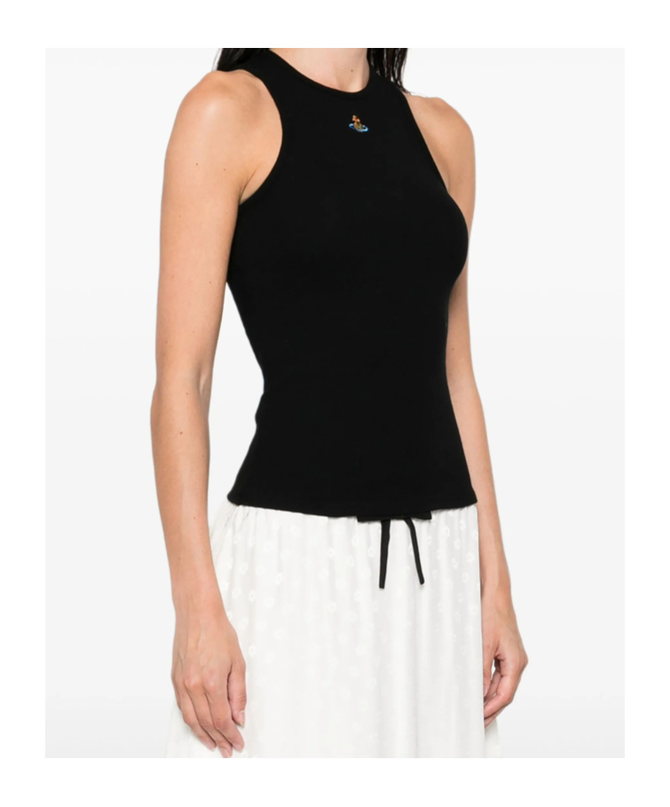 Vivienne Westwood 90s Orb-embellished Ribbed Tank Top In Black