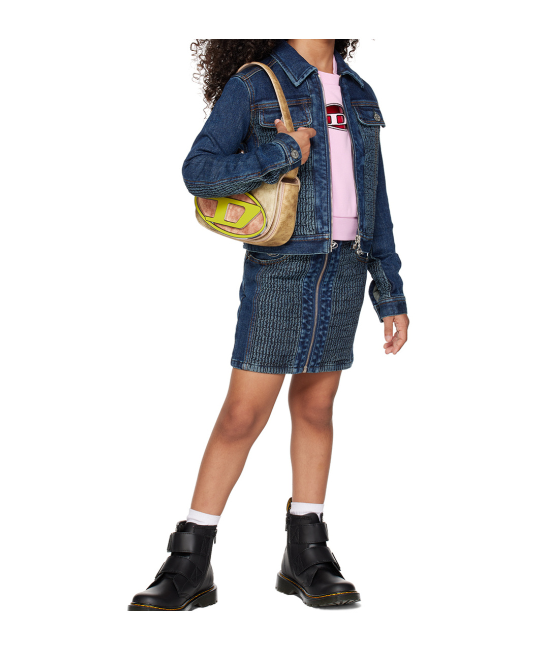 Diesel Long-sleeved Zip-up Denim Jacket In Blue
