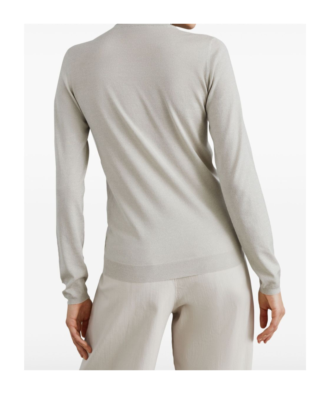 Brunello Cucinelli Cashmere-silk Glitter Turtleneck Sweater In White