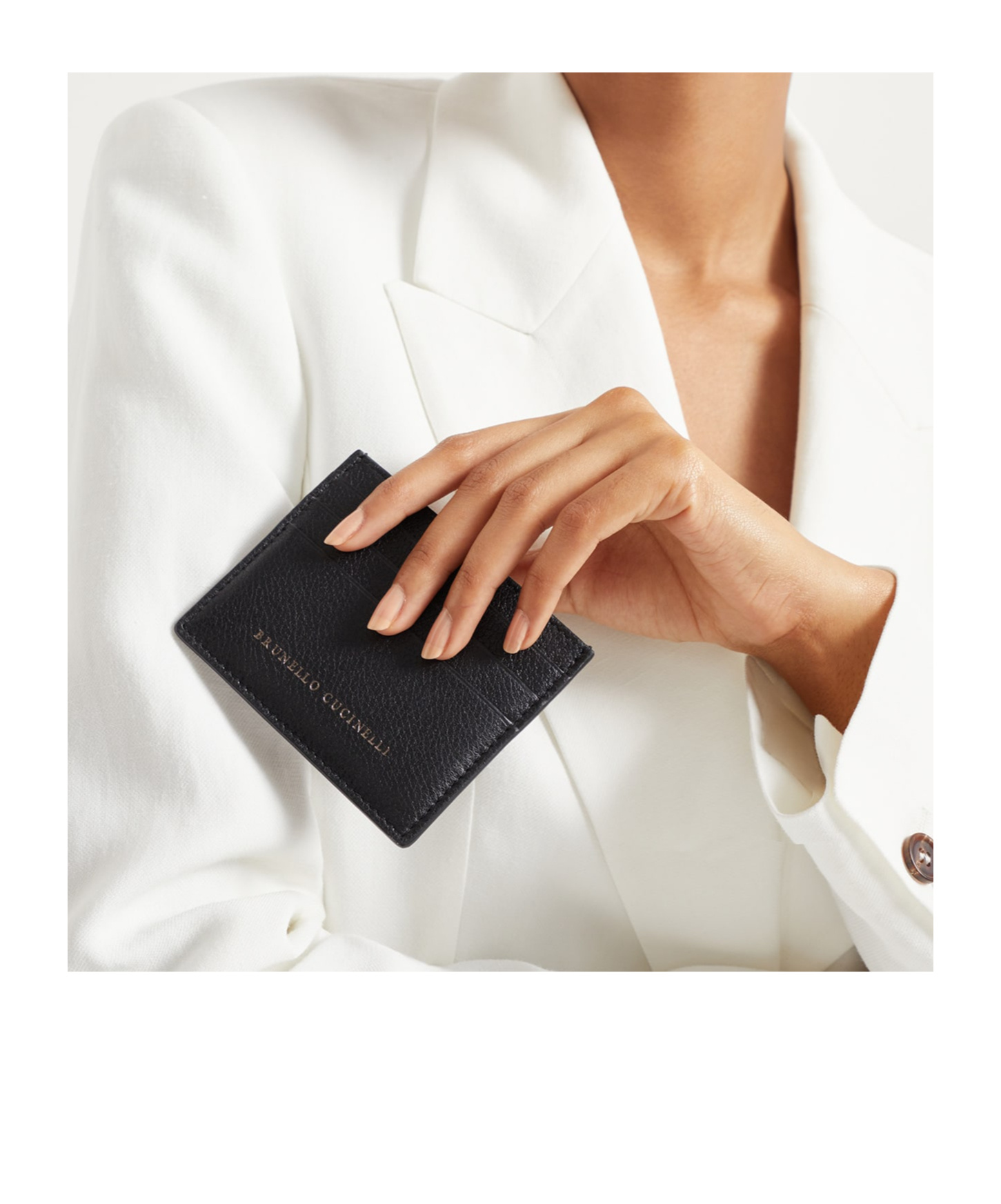 Brunello Cucinelli Grain Leather Card Holder In Black