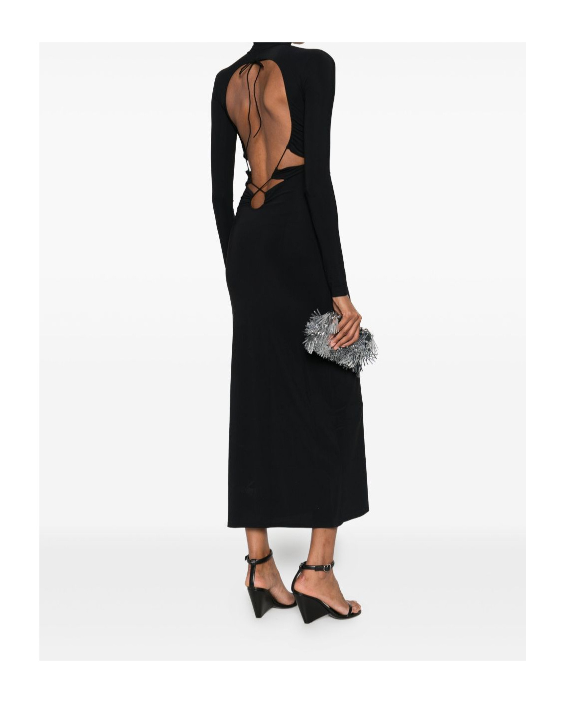 Amazuìn Maxi Dress With Open Back In Black