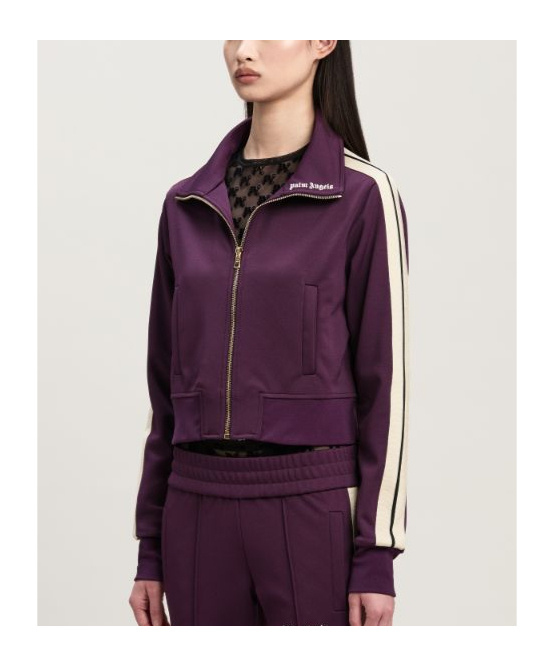 Palm Angels Purple Classic Logo Cropped Sweatshirt In Red