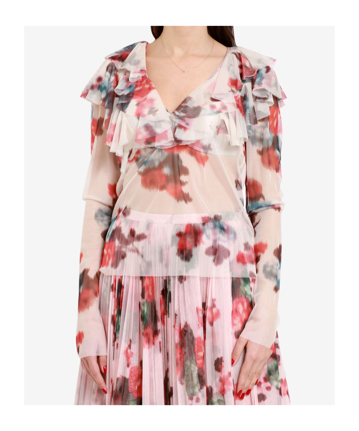 Philosophy Di Lorenzo Serafini Printed Tulle Blouse In White