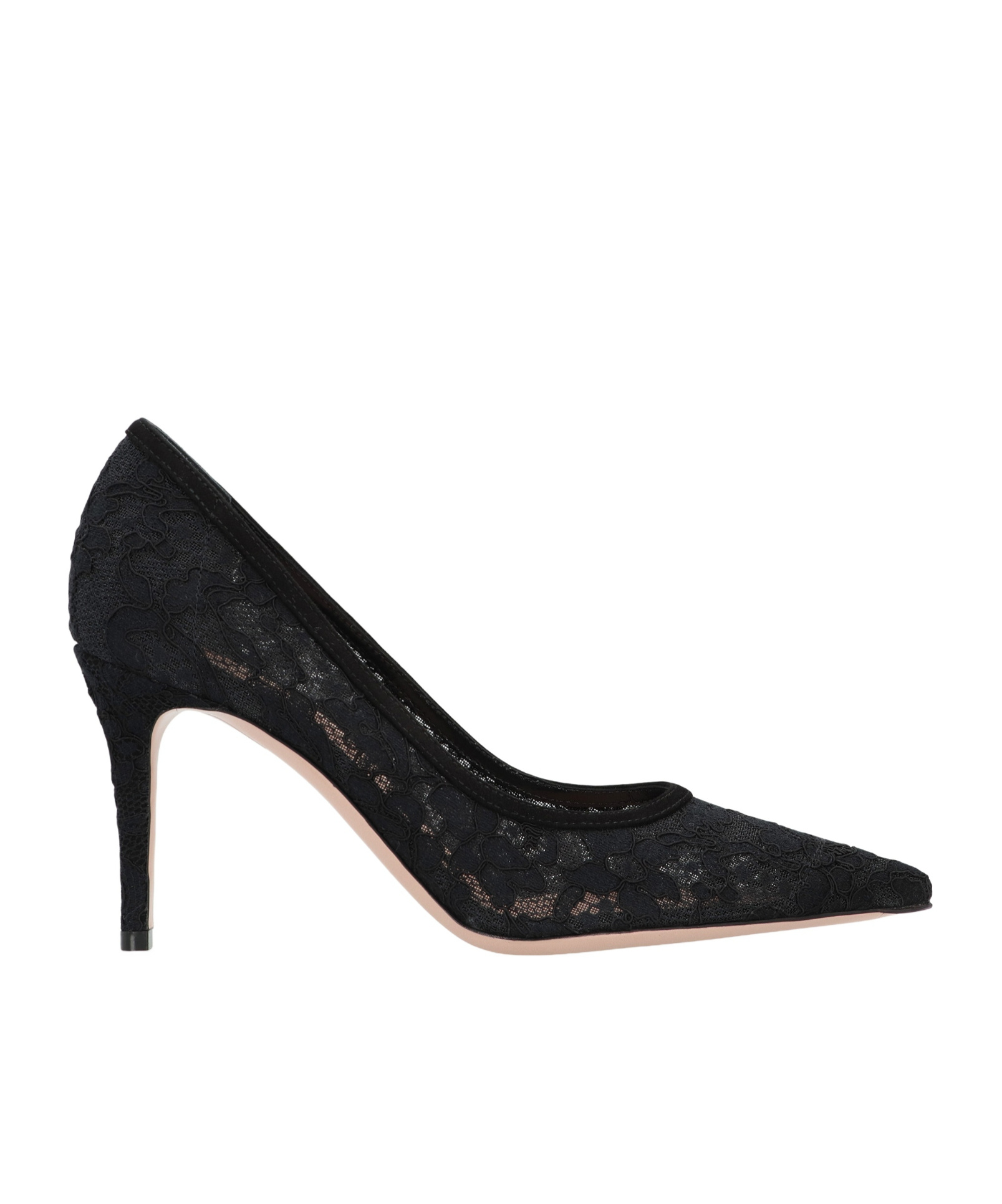 Gianvito Rossi Claudia Pointed Toe Lace Pumps In Black