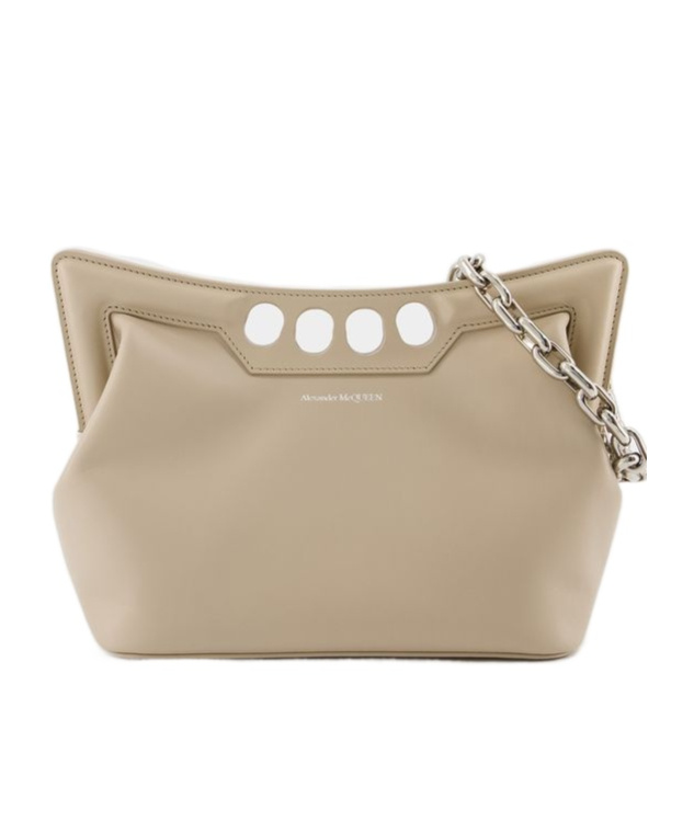 Alexander Mcqueen The Peak Small Curved Shoulder Bag In Nude
