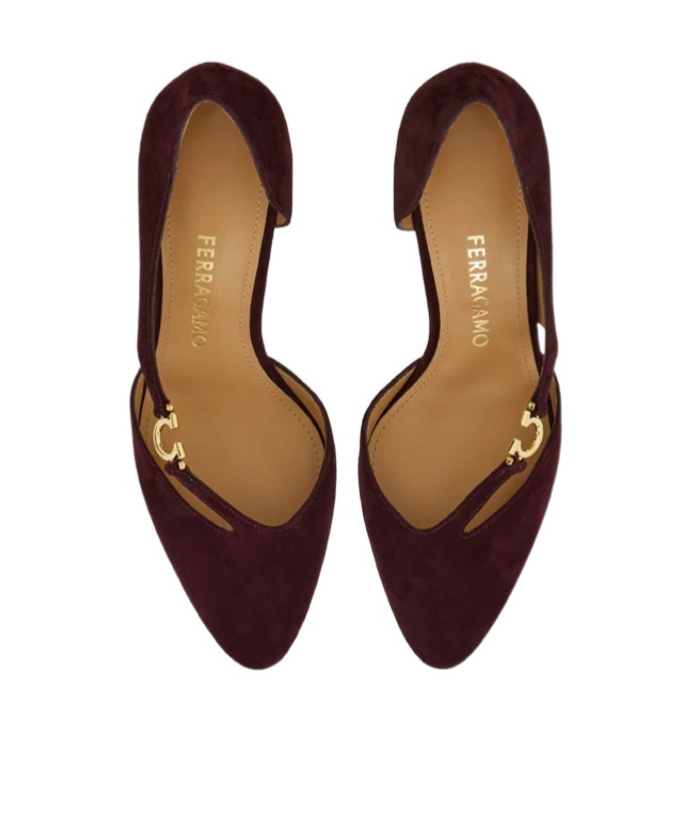 Ferragamo Hollow Detail High Heels In Burgundy