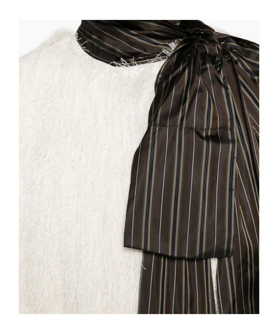 Dries Van Noten Asymmetric Sleeveless Top Fringe Detail In White