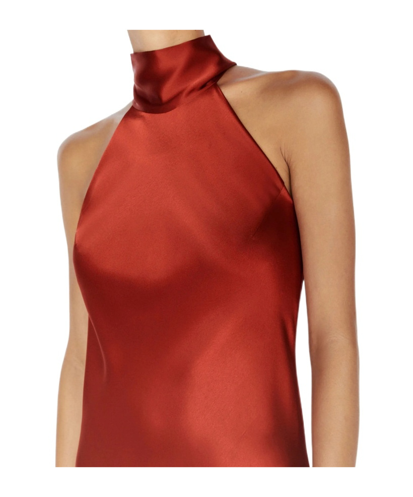 Shop Galvan Sleeveless Dress In Red