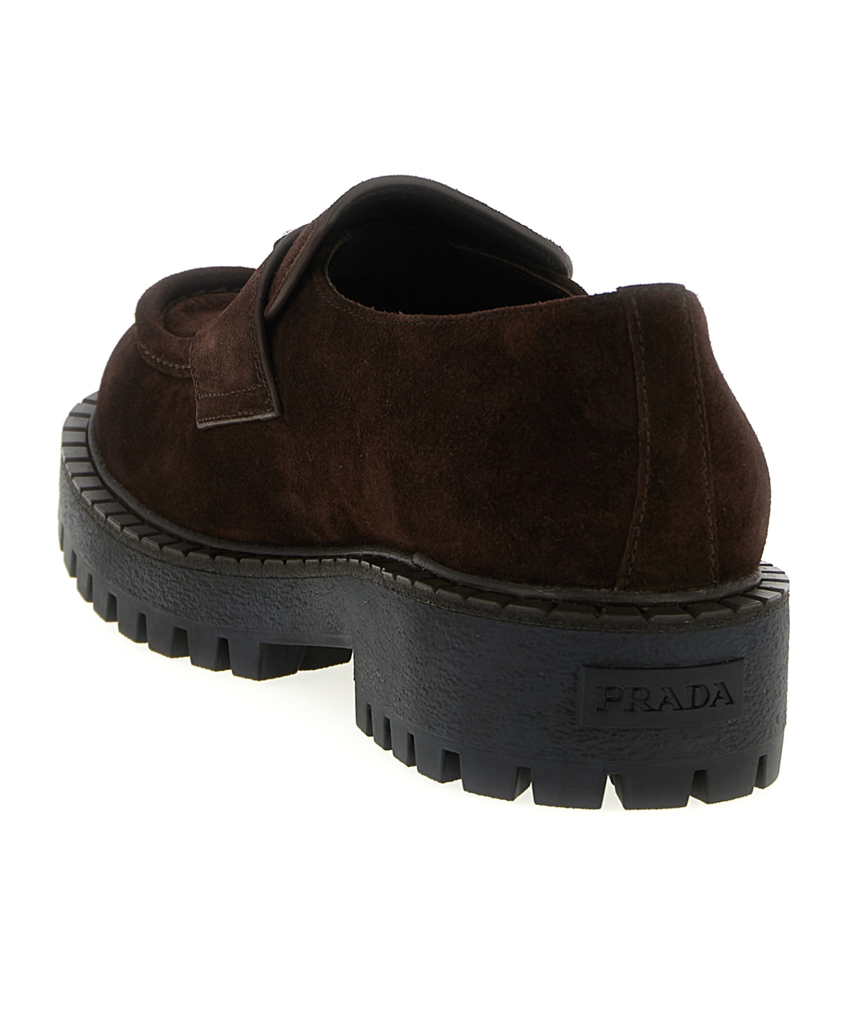 Prada Suede Loafers With Chunky Sole And Round Toe In Brown