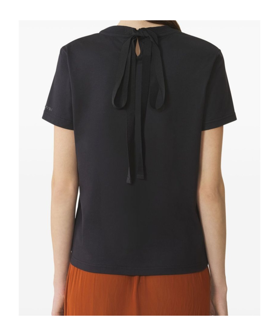 Lanvin Cotton T-shirt With Ribbon Detail In Black