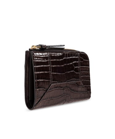 Jimmy Choo Crocodile-effect Zip Wallet In Black