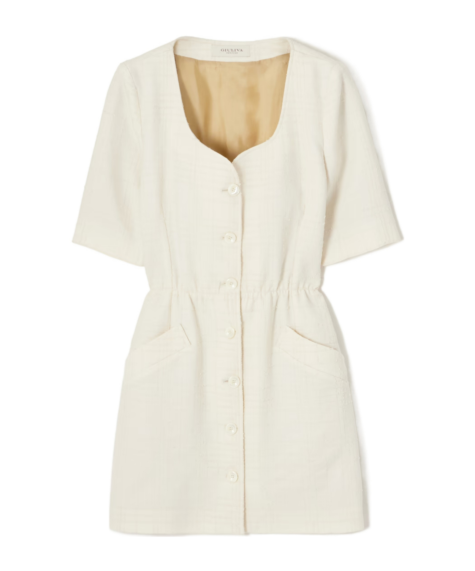 Giuliva Heritage Collection The Vanessa Wool Bouclé-tweed Mini Dress In White