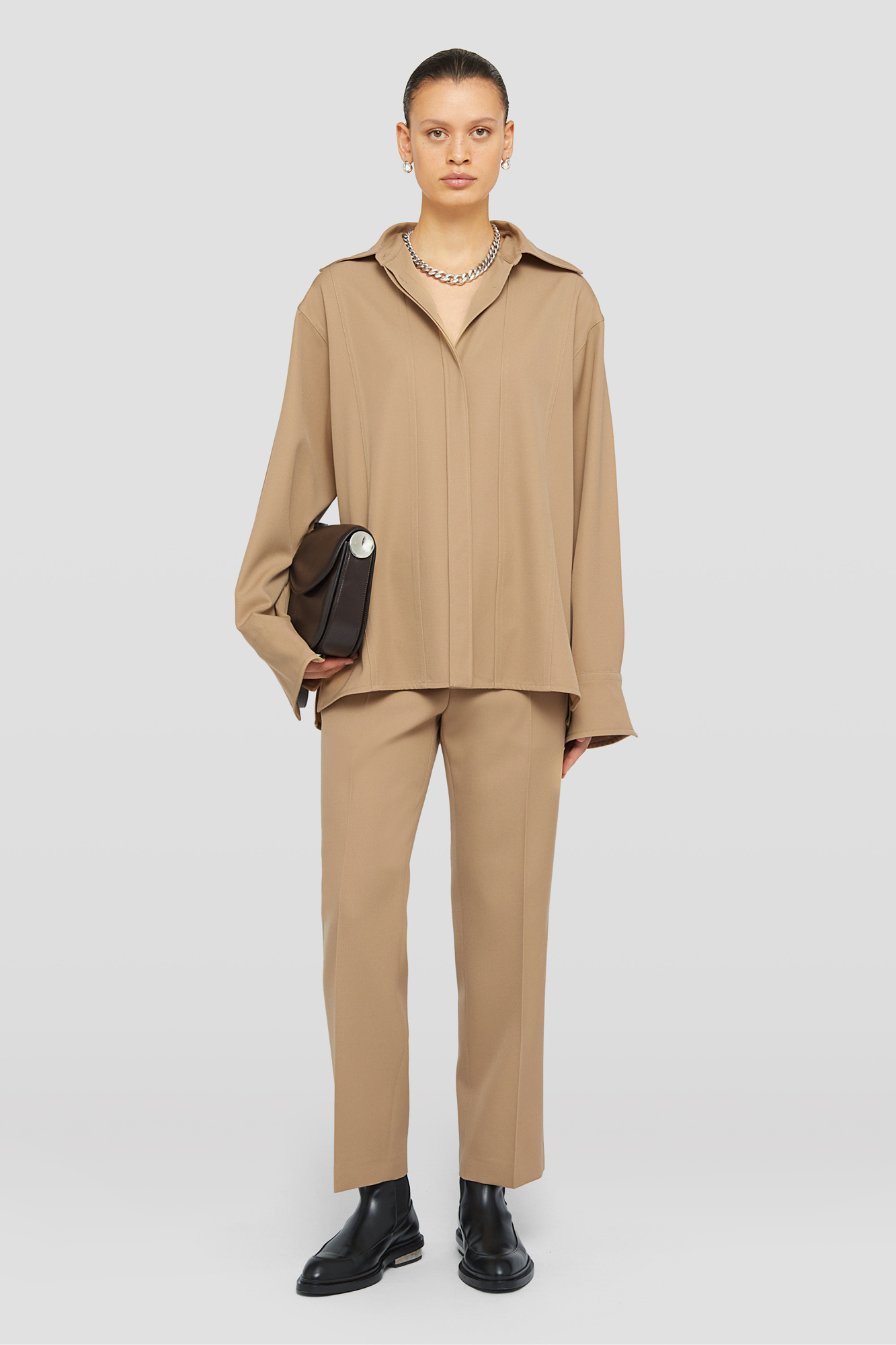 Jil Sander Tapered Cropped Trousers In Nude