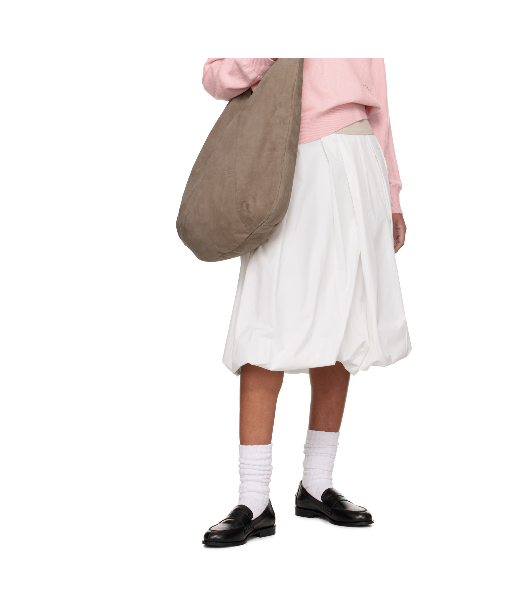 Dunst White Skirt With Balloon Design And Pleated Details In Cotton Blend Woman