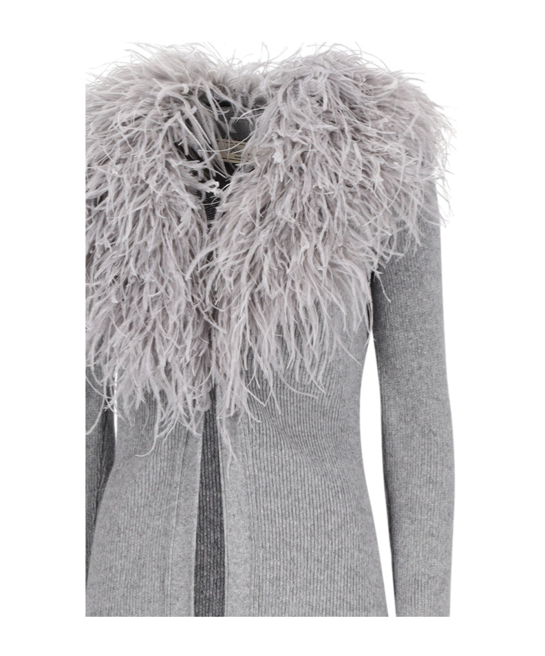 Blumarine Long-sleeved Sweater In Gray