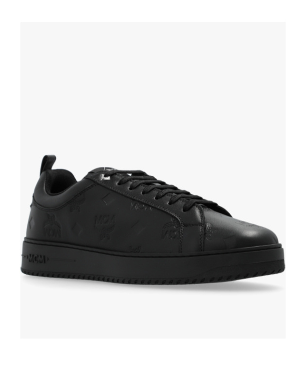 Mcm Neo Terrain Lo Sneakers In Monogram Leather In Black