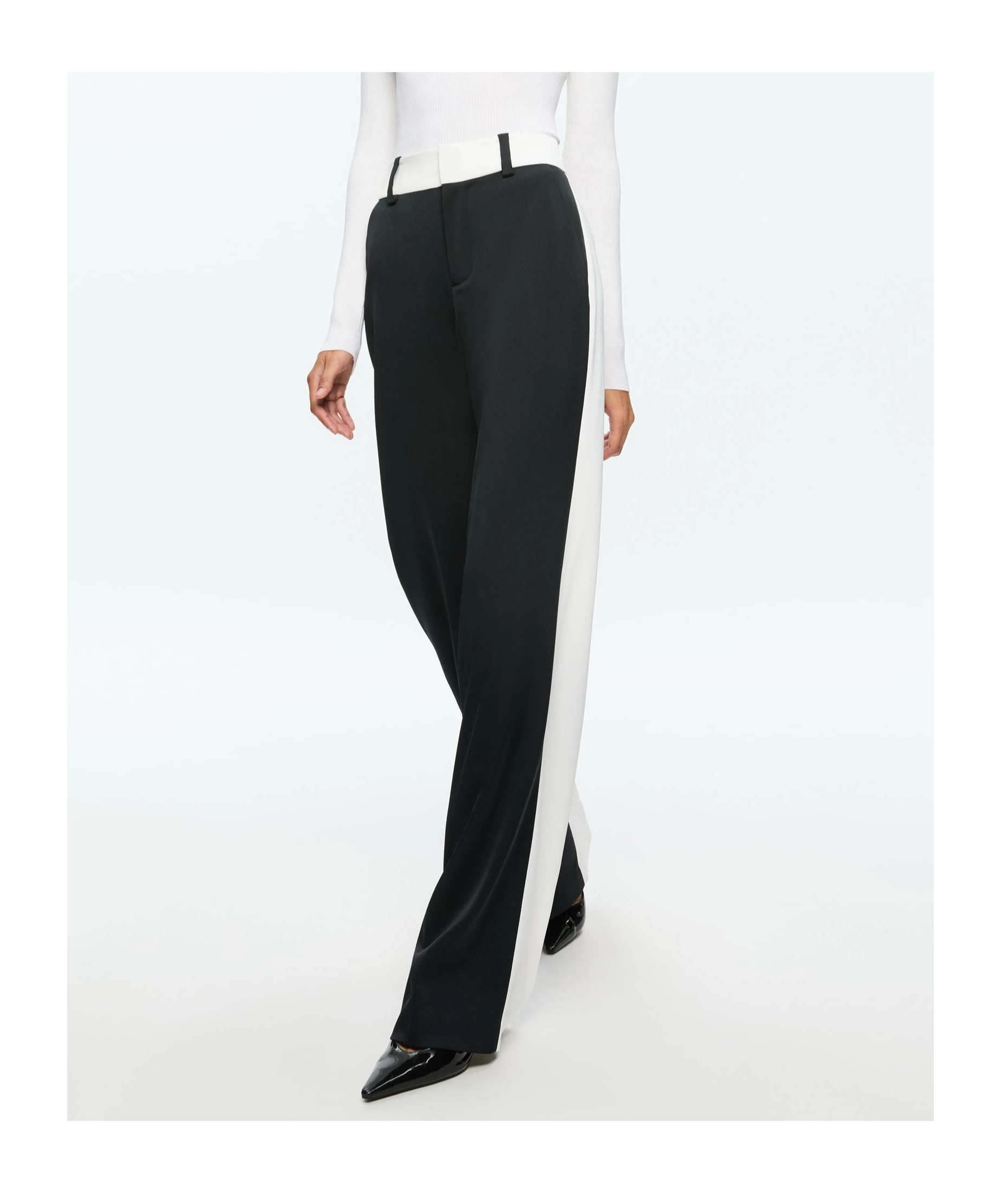Alice And Olivia Belt-loop Casual Pants In Black/gray