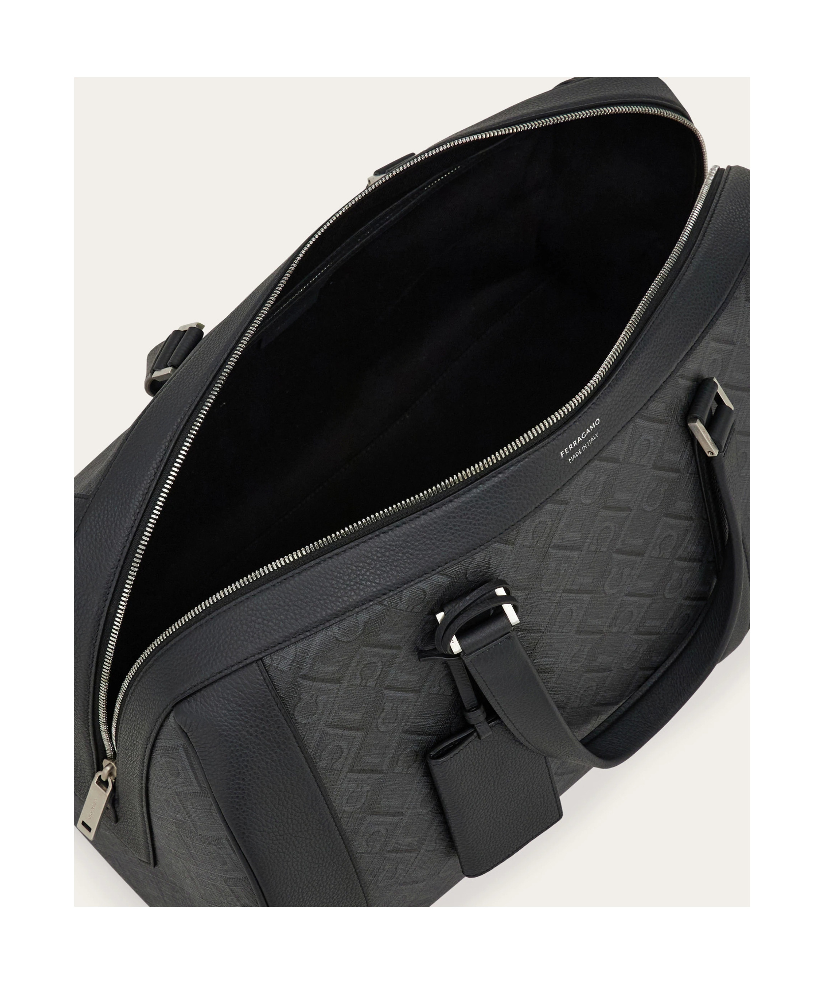 Ferragamo Monogram-print Duffle Bag In Black/gray