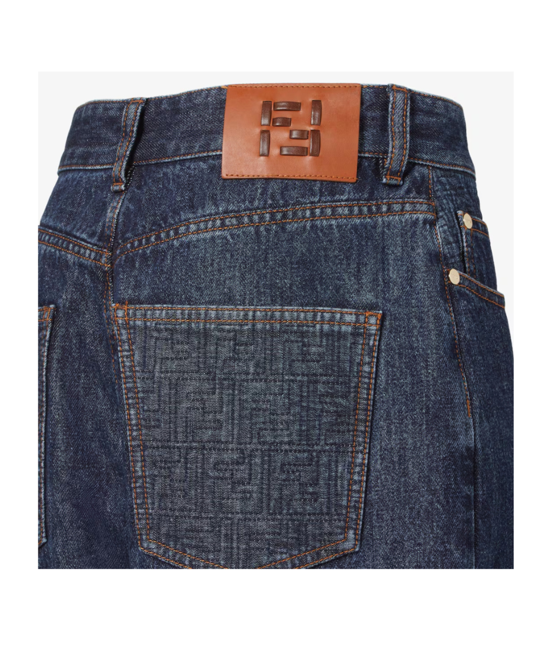 Fendi Textured Denim Jeans In Blue