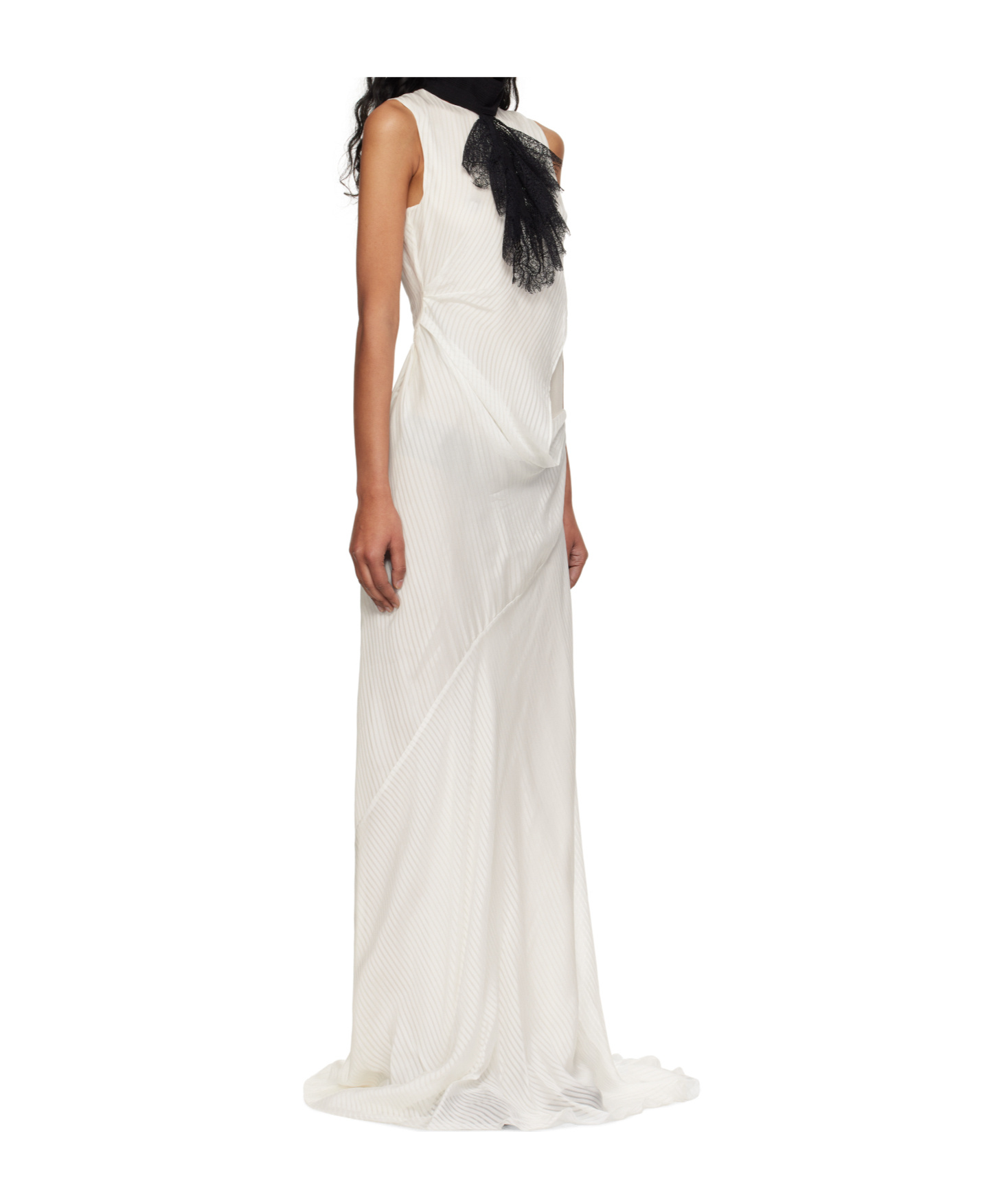 Ann Demeulemeester Off-white Leah Long Asymmetric Sleeveless Maxi Dress In White