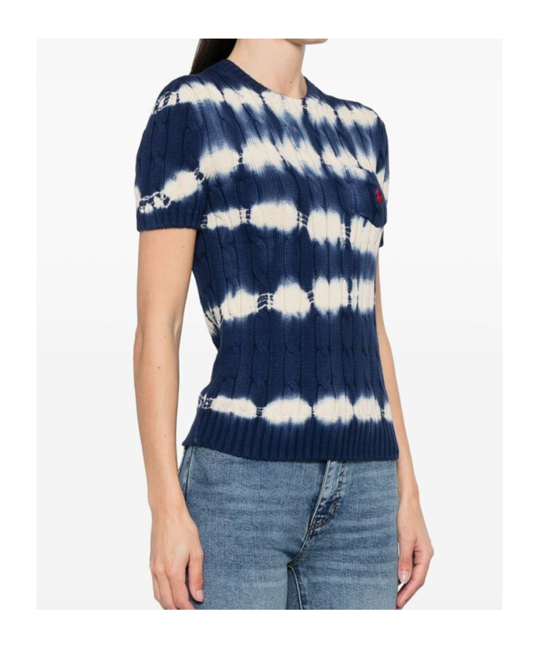 Shop Polo Ralph Lauren Cable-knit T-shirt In Blue