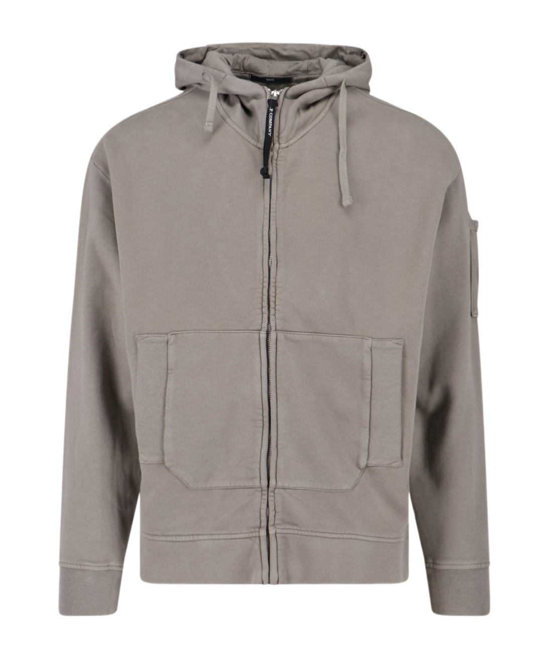 C.p. Company Long-sleeved Hooded Zip-up Sweatshirt In Gray