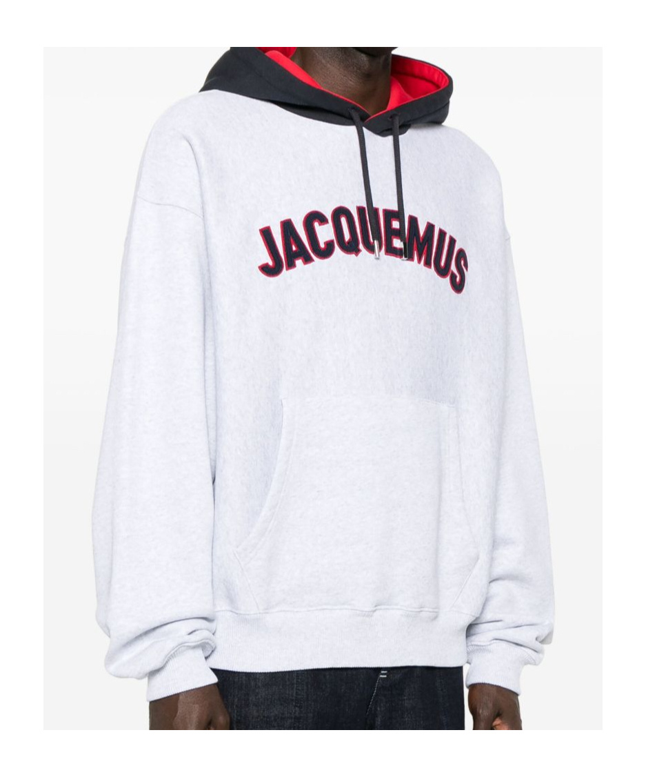 Jacquemus Light Grey Le Hoodie Baseball Sweatshirt Men In White