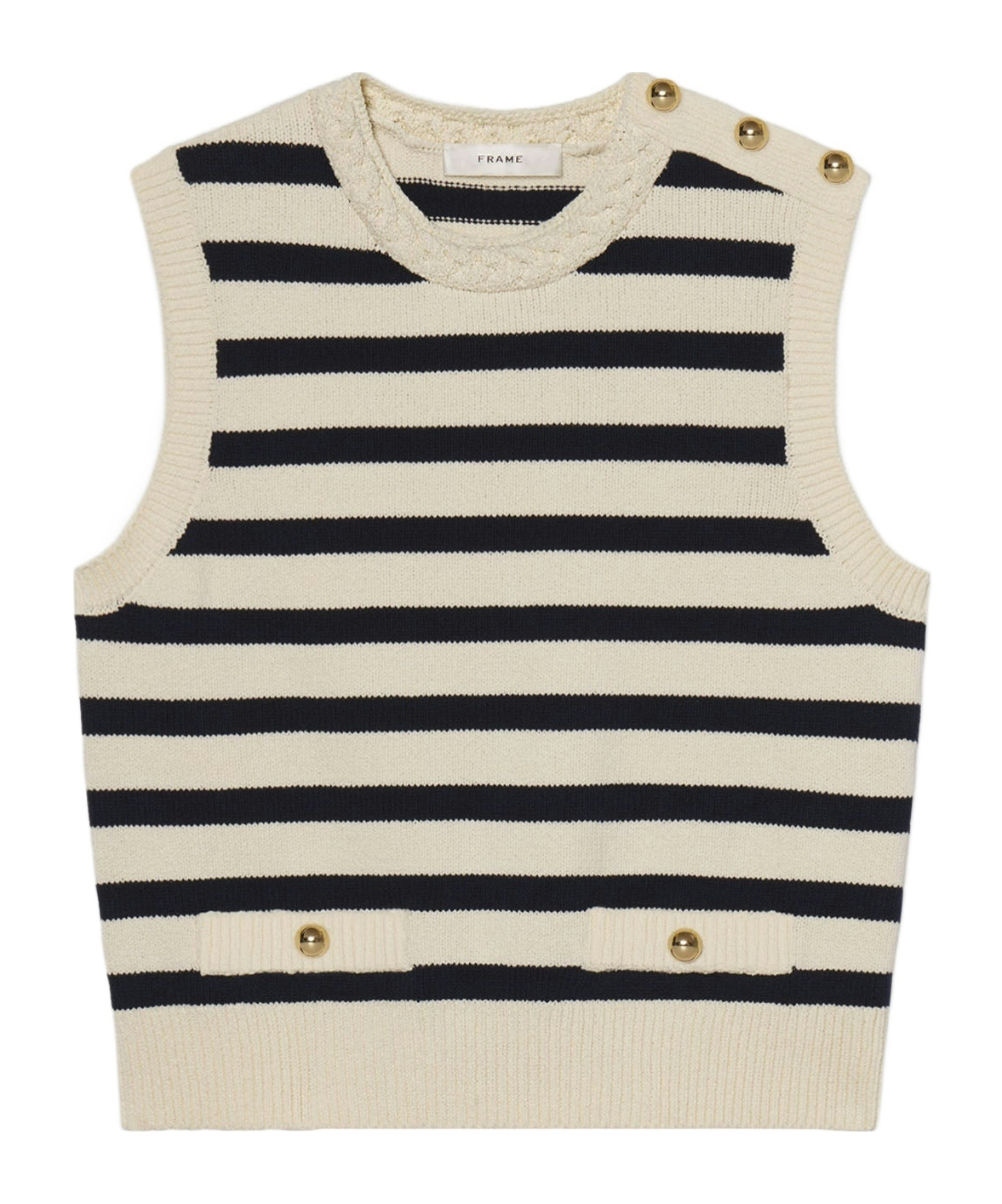 Frame The Harbor Striped-pattern Vest In Neutral
